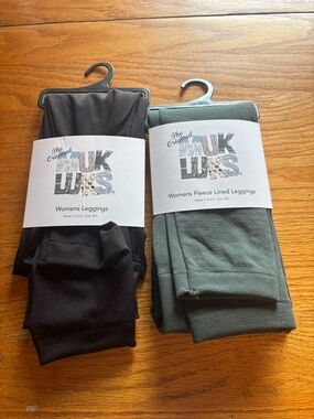 NWT The Original Muk Luks Womens Leggings - Black & Olive Green Size M/L